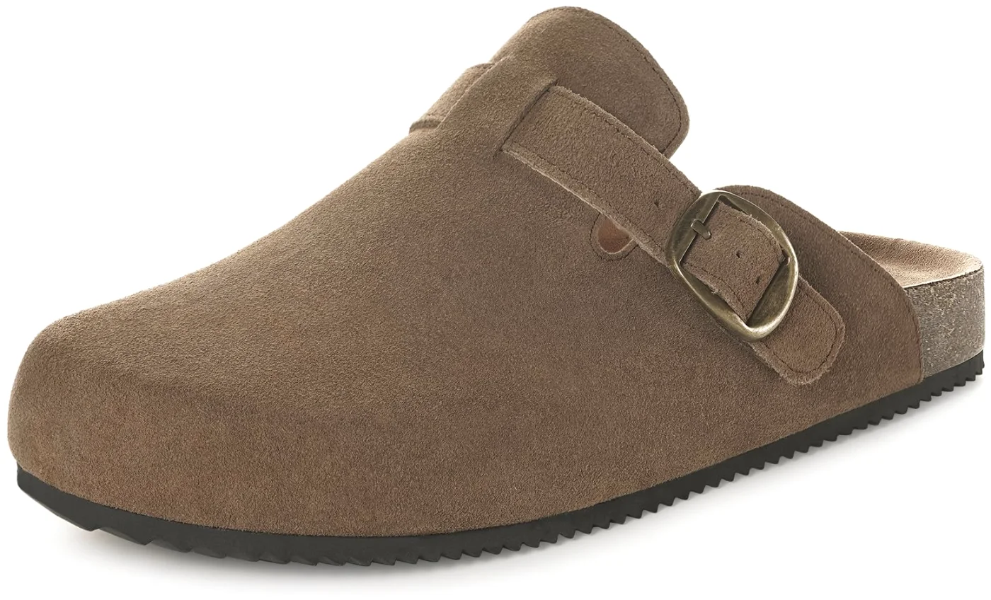 Intini Suede Cork Clog in Light Coffee