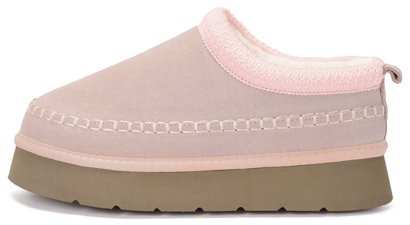 Intini Platform Mini Boot Slipper in Pink, worn