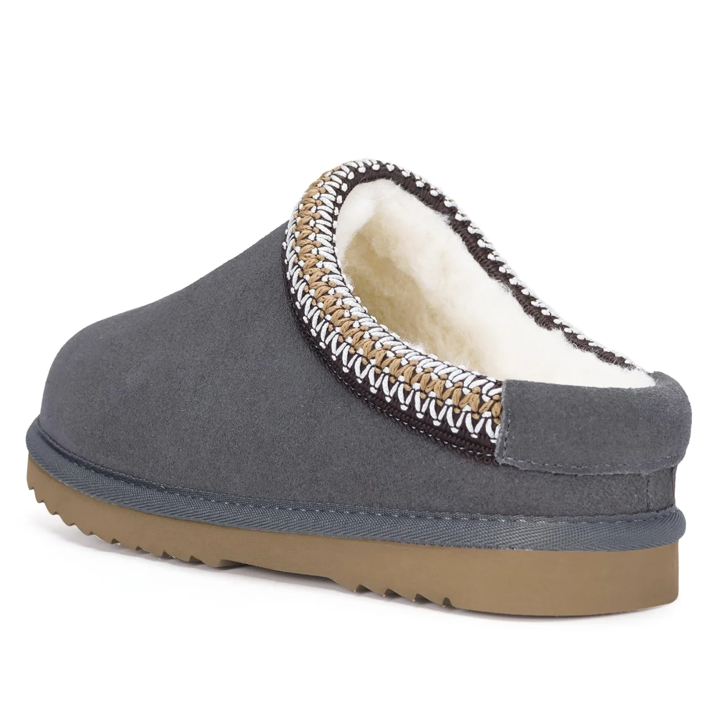 Intini Kids Fuzzy Clog Slipper in Grey, view 4