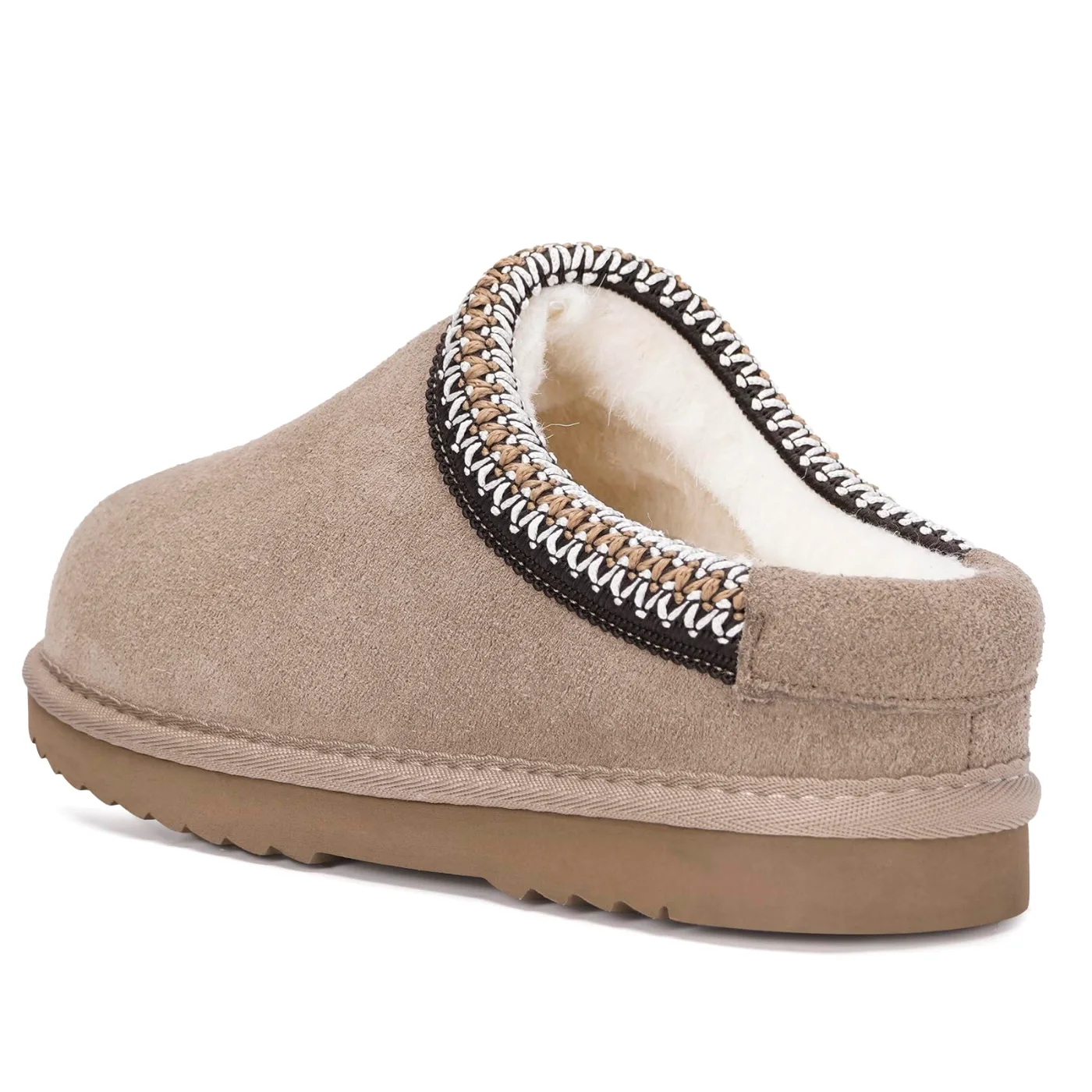 Intini Kids Fuzzy Clog Slipper in Khaki, view 4
